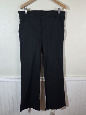 Ouku Womens Black Wide Leg Trousers Size L Sleek Career Office Pants Minimalist